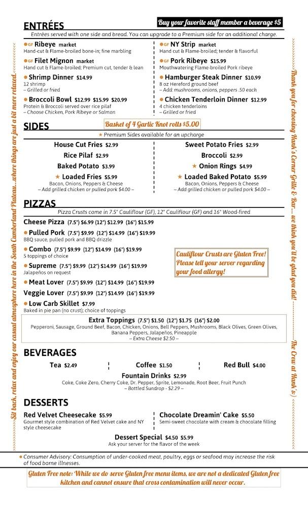 Hank's Corner Grille Menu image 3